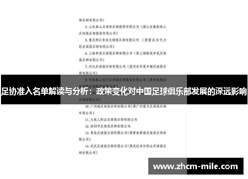 足协准入名单解读与分析:政策变化对中国足球俱乐部发展的深远影响 足协准入名单解读与分析:政策变化对中国足球俱乐部发展的深远影响