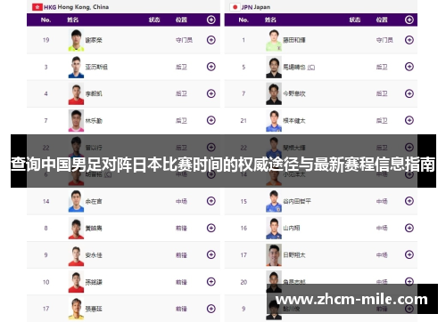 查询中国男足对阵日本比赛时间的权威途径与最新赛程信息指南